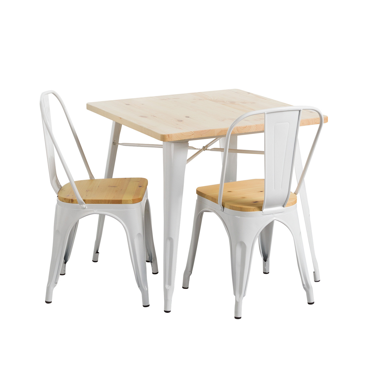 Conjunto Comedor Mesa Cuadrada y 2 Sillas Iron Wood Estilo industrial Thinia Home Conjuntos de Mesa y Sillas de Comedor 1